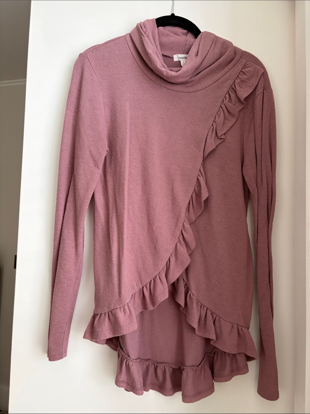 Eyeshadow Dusty Rose Ruffle Cowl Neck Sweater and Jogger Set